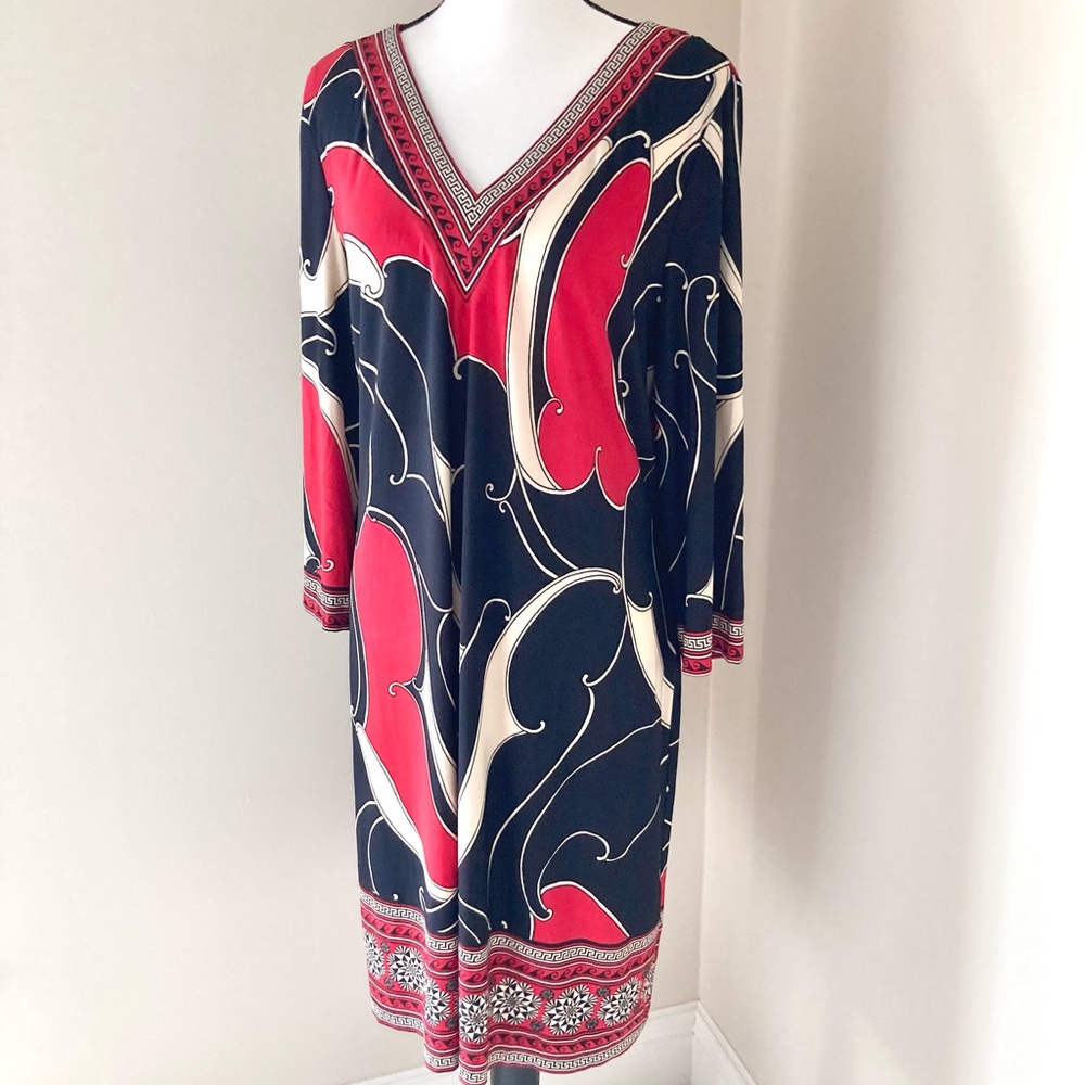 Chico’s V Neck Brody Border Dress Size M - Picture 6 of 11